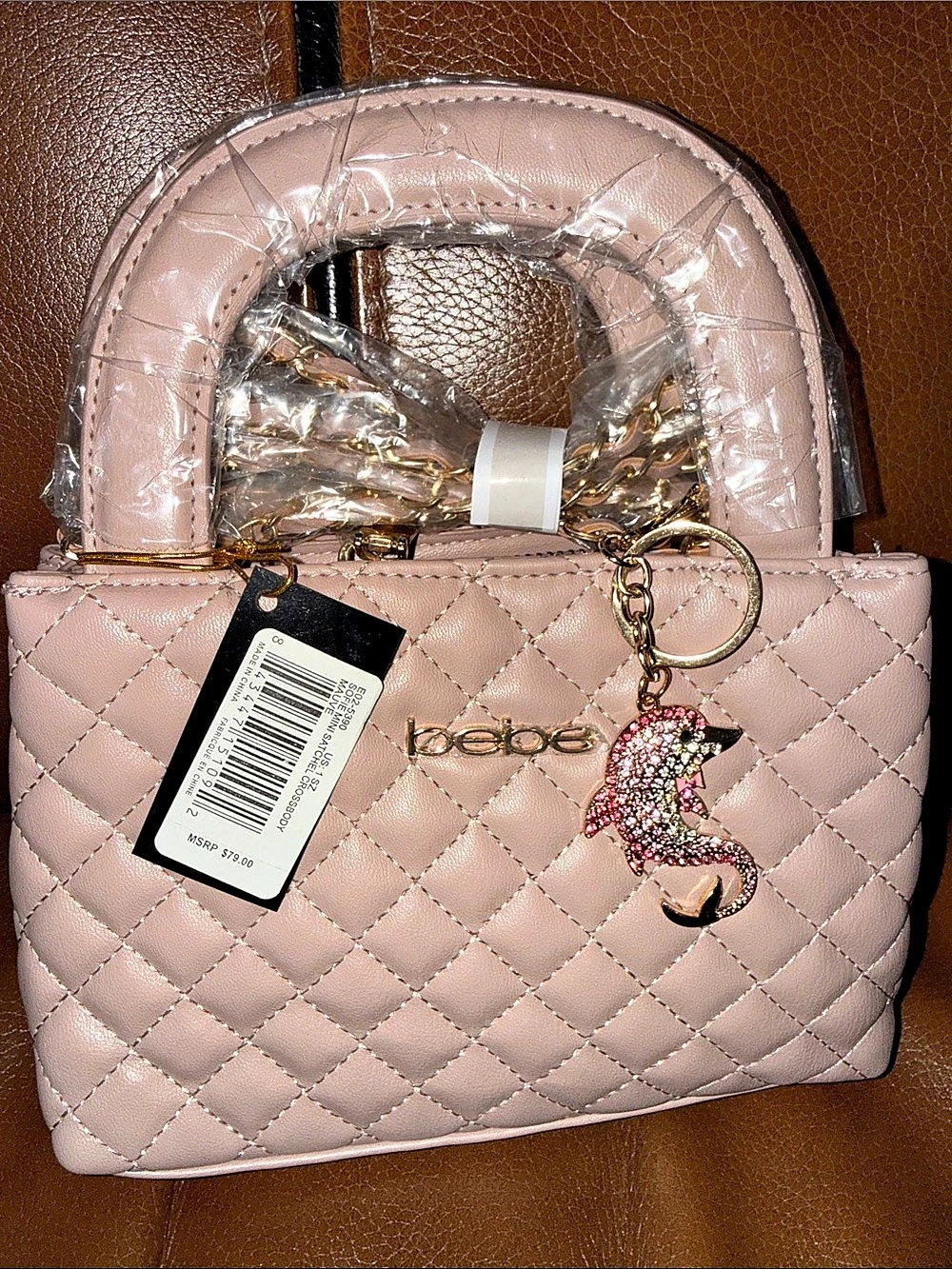 bebe Saffiano Satchel Pink Quilted Satchel NWT